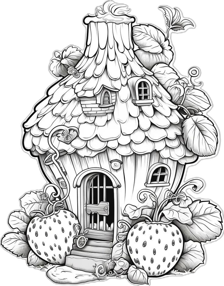 Cozy Fruit Village - Coloring Pages (PLR)